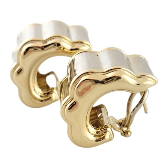 14K 2-Tone Yellow and White Gold Large Hollow Hoops #16134 - Picture 3 of 8